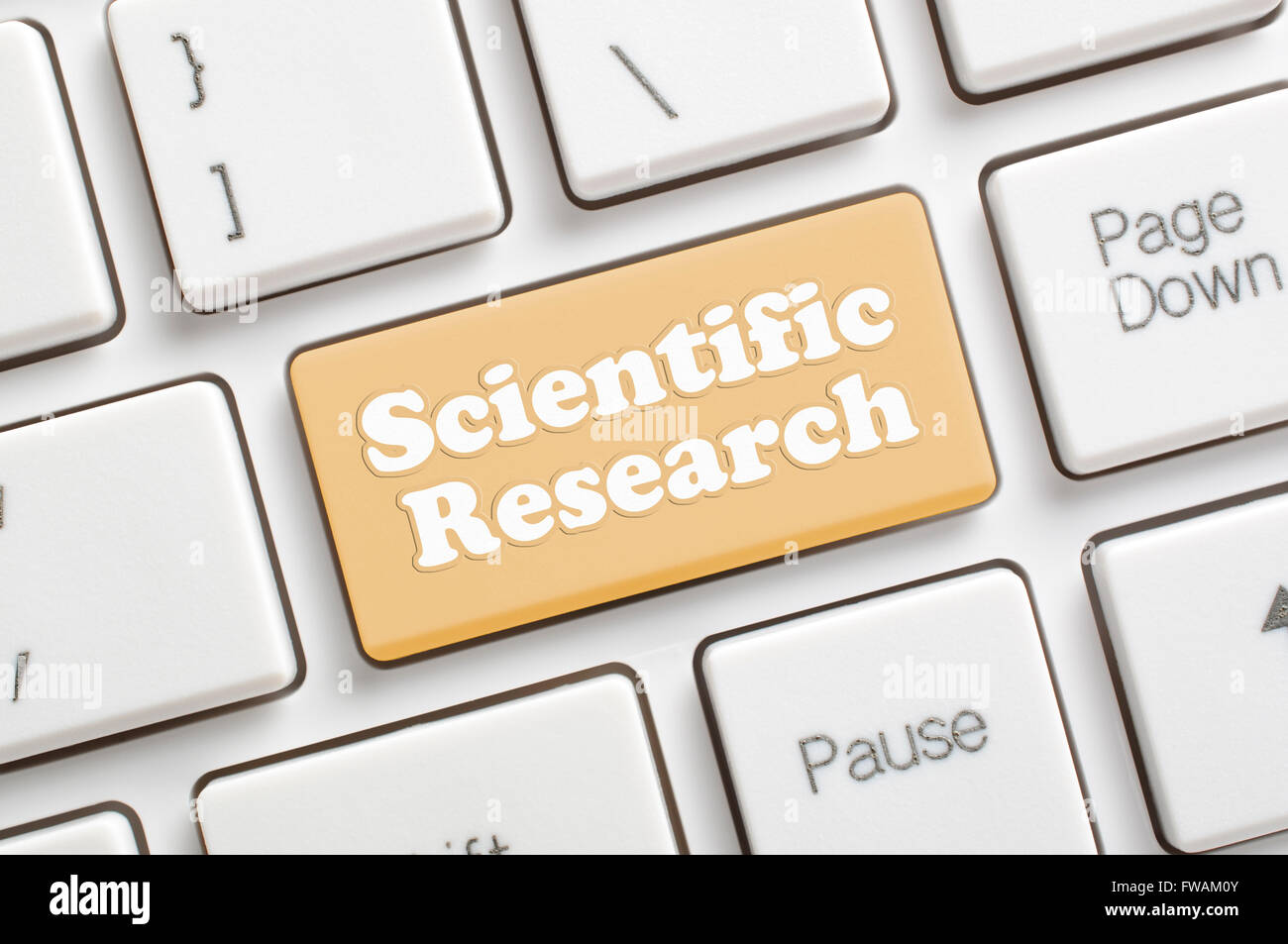 Braun wissenschaftliche Forschung-Taste auf der Tastatur Stockfoto