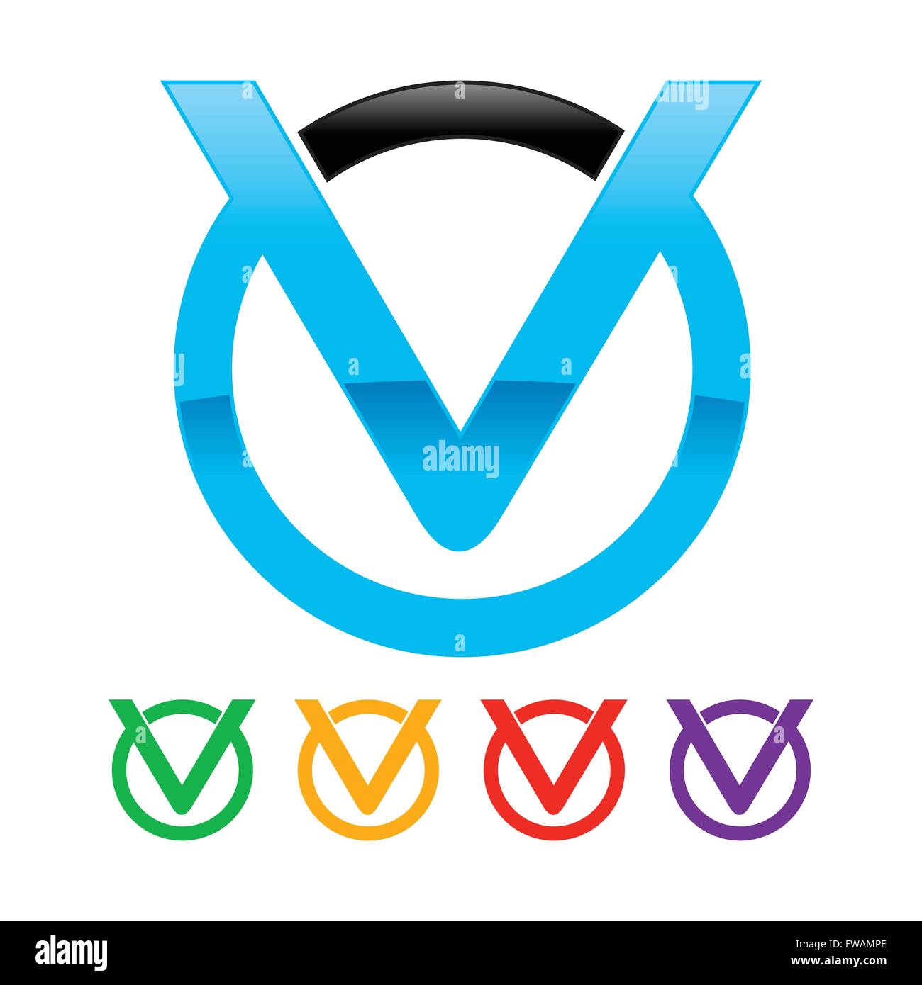 Ursprünglichen v Kreis Symbol markieren Vorlage Stock Vektor