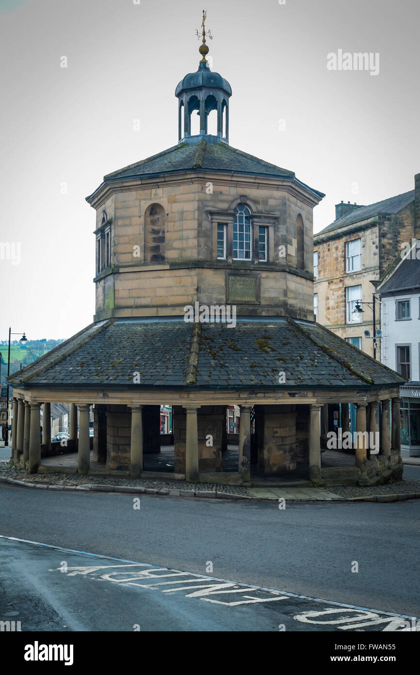 Achteckige Stein Markt Cross Barnard Castle Co. Durham gebaut 1747 Stockfoto