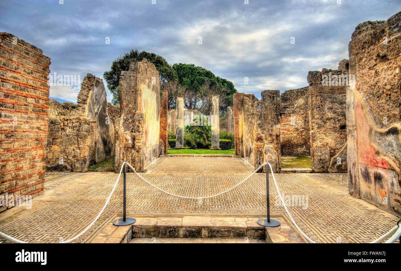 Ruinen der römischen Häuser in Pompeji Stockfoto