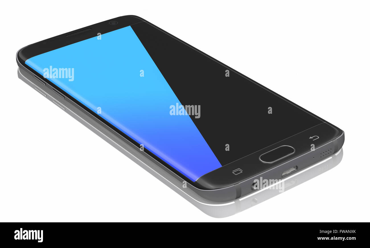 Black Smartphone Rand auf weißem Hintergrund Stockfoto