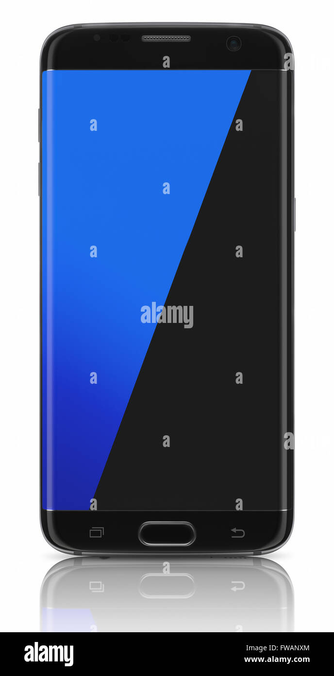 Black Smartphone Rand auf weißem Hintergrund Stockfoto