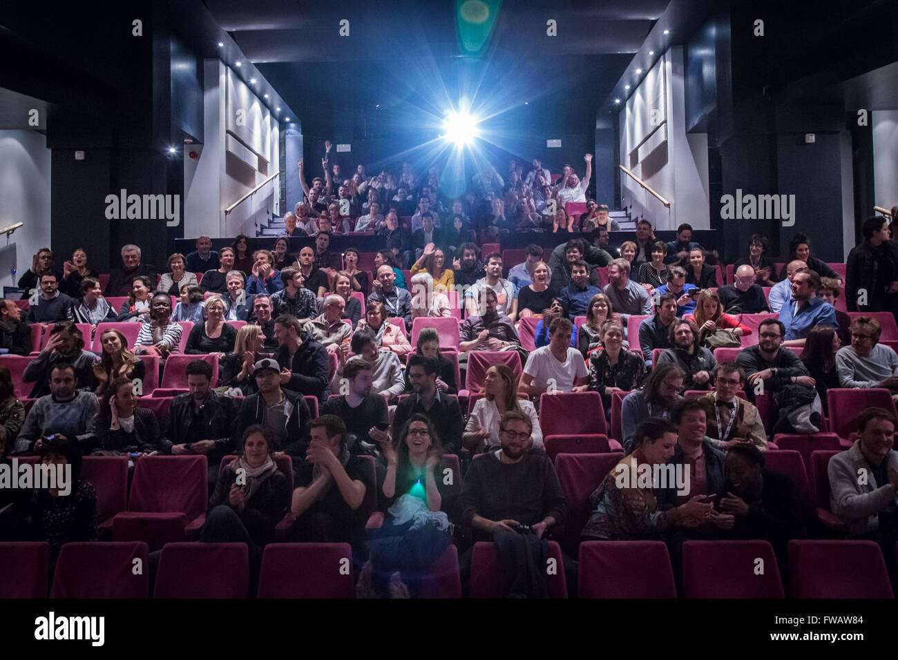 34. Brussels International Fantastic Filmfestival am Centre for Fine Arts in Brüssel, Belgien. Präsentation der neuen Web-Serie der französischen öffentlichen tv sprechen: Burkland. (Foto von Aurore Belot/Pacific Press) Stockfoto