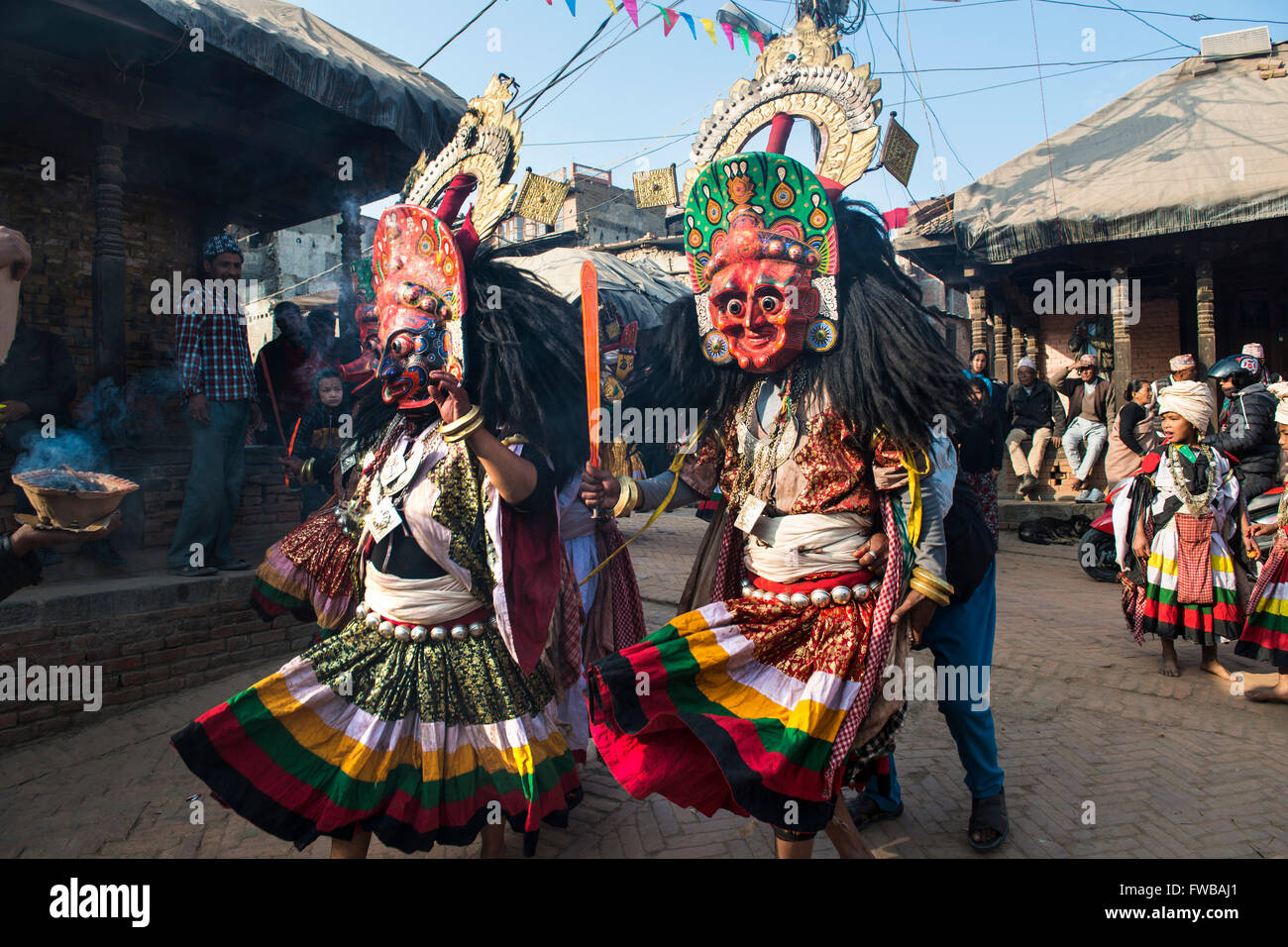 Nepal; Bhaktapur, Folklore Stockfoto