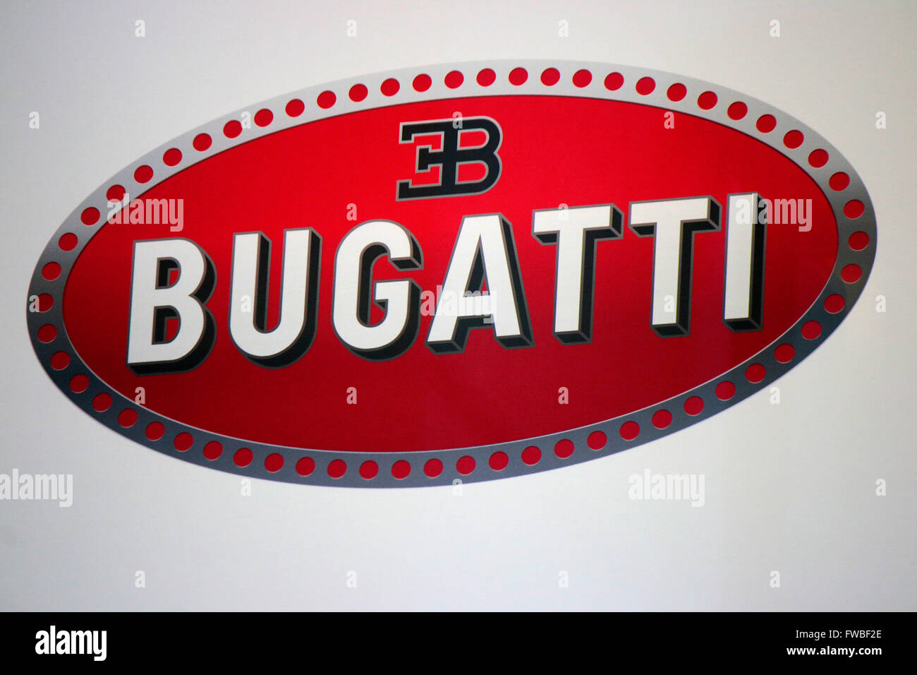 Das Logo der Marke "Bugatti", Berlin. Stockfoto