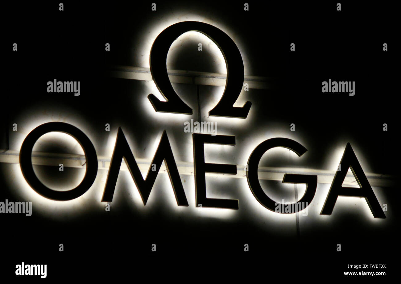 Das Logo der Marke "Omega", Berlin. Stockfoto