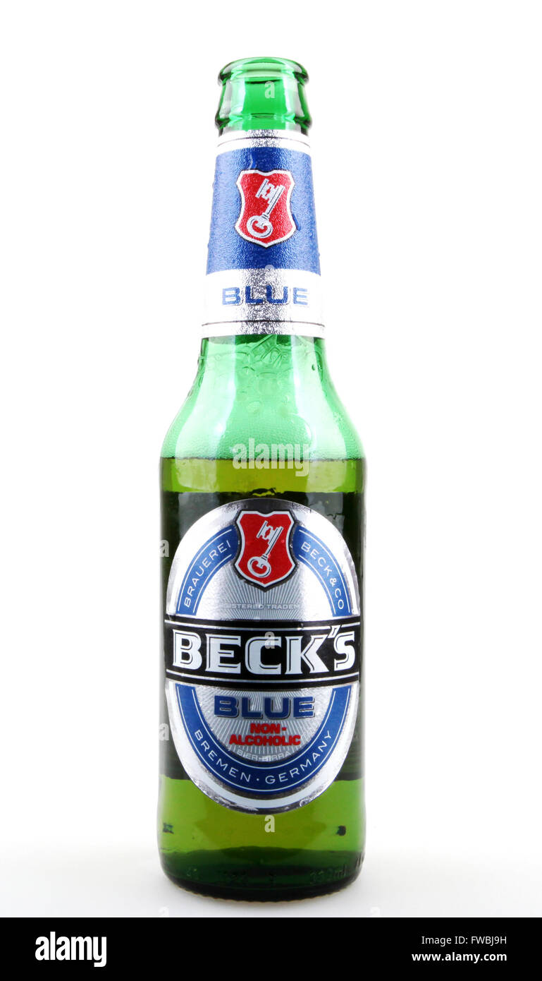 AYTOS, Bulgarien - 3. April 2016: Becks alkoholfreies Bier Isolated On ...