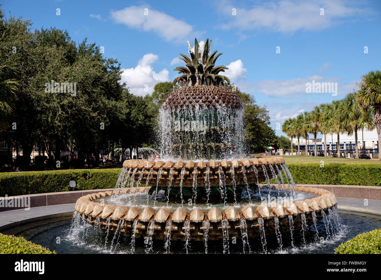 Die Ananas-Brunnen im Waterfront Park, Charleston, South Carolina, USA Stockfoto