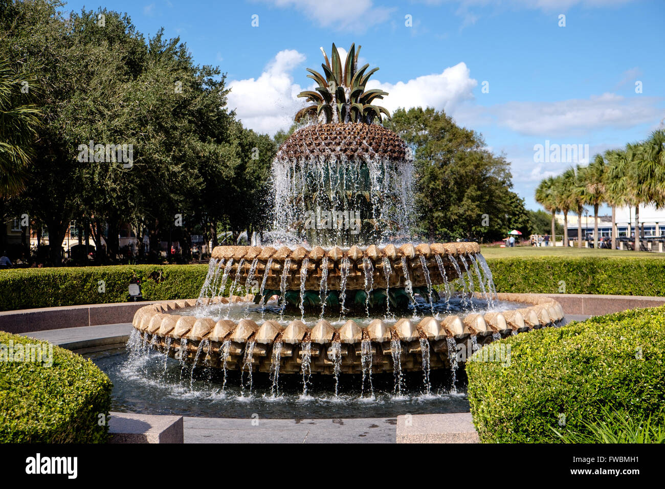 Die Ananas-Brunnen im Waterfront Park, Charleston, South Carolina, USA Stockfoto