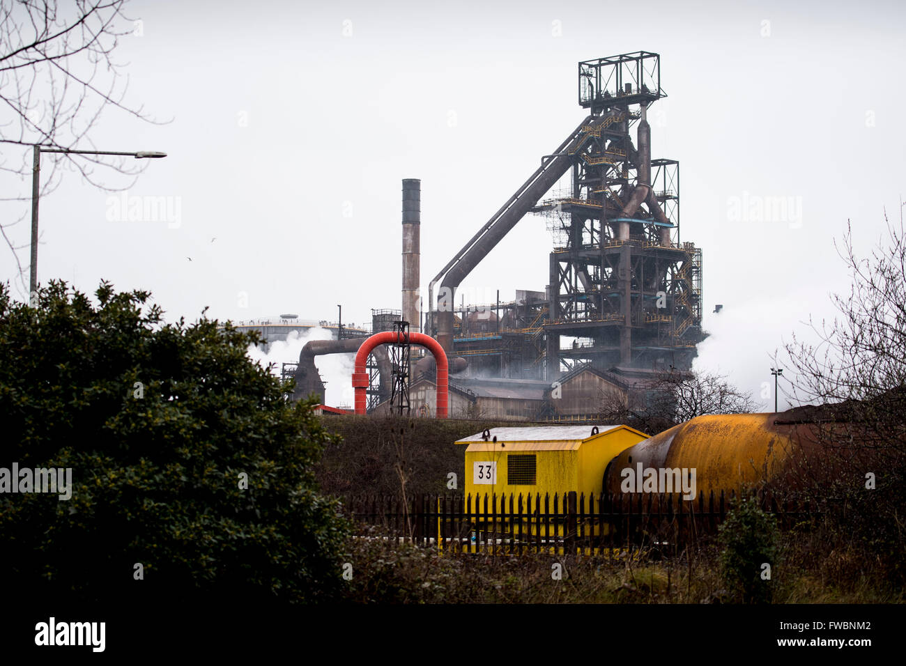 Tata Stahlwerk Stahl in Port Talbot, South Wales. Stockfoto