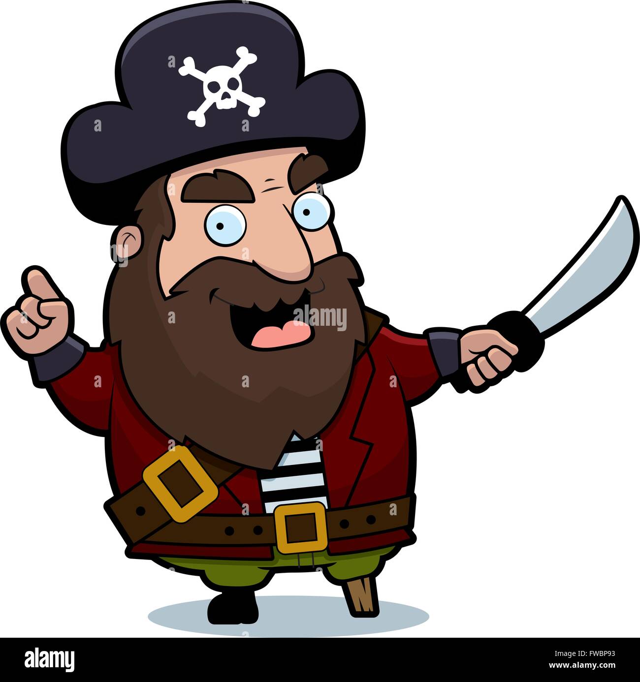 Ein Cartoon-Piratenkapitän mit einem Schwert. Stock Vektor
