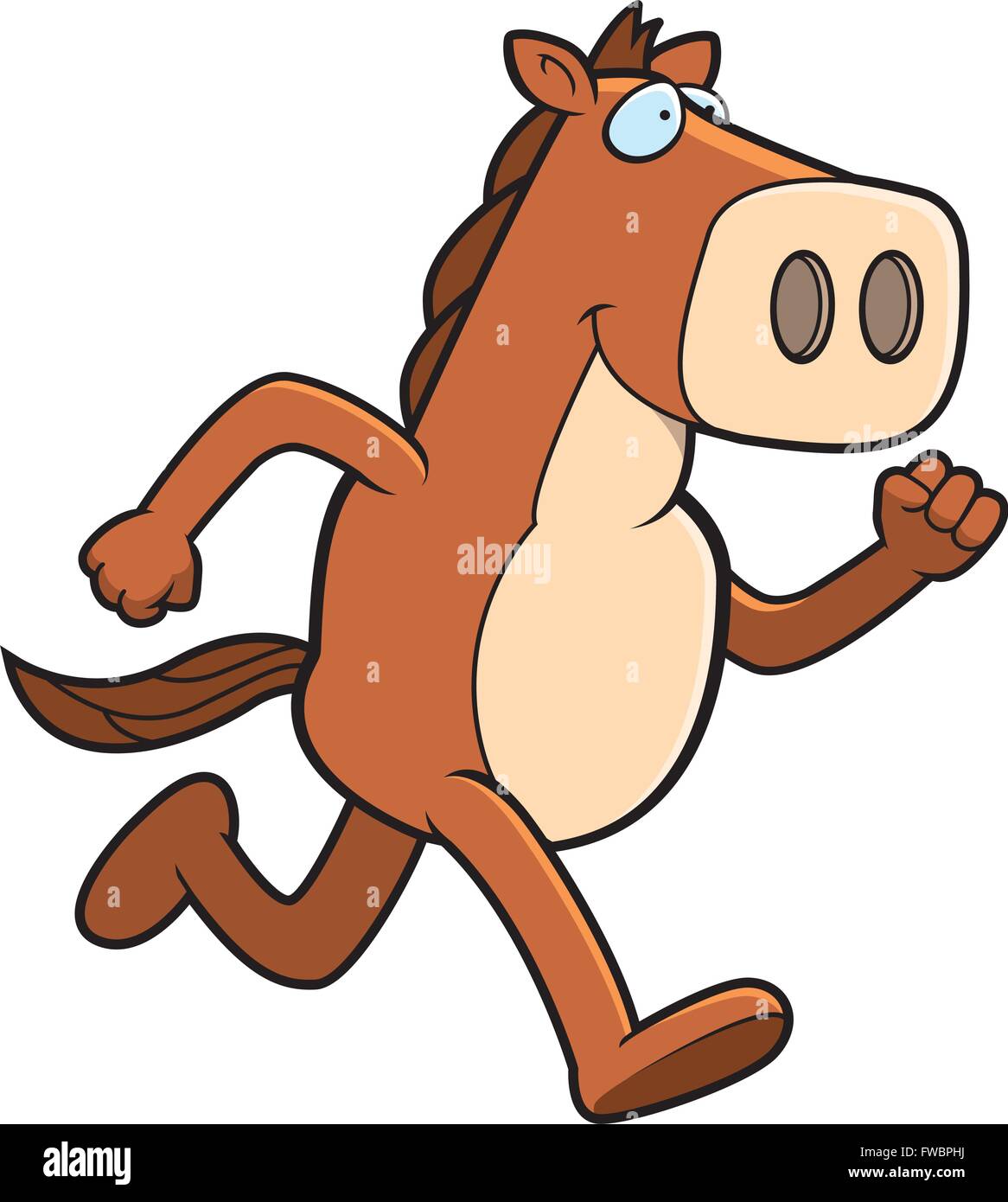 Ein Gluckliches Cartoon Pferd Laufen Und Lachelnd Stock Vektorgrafik Alamy