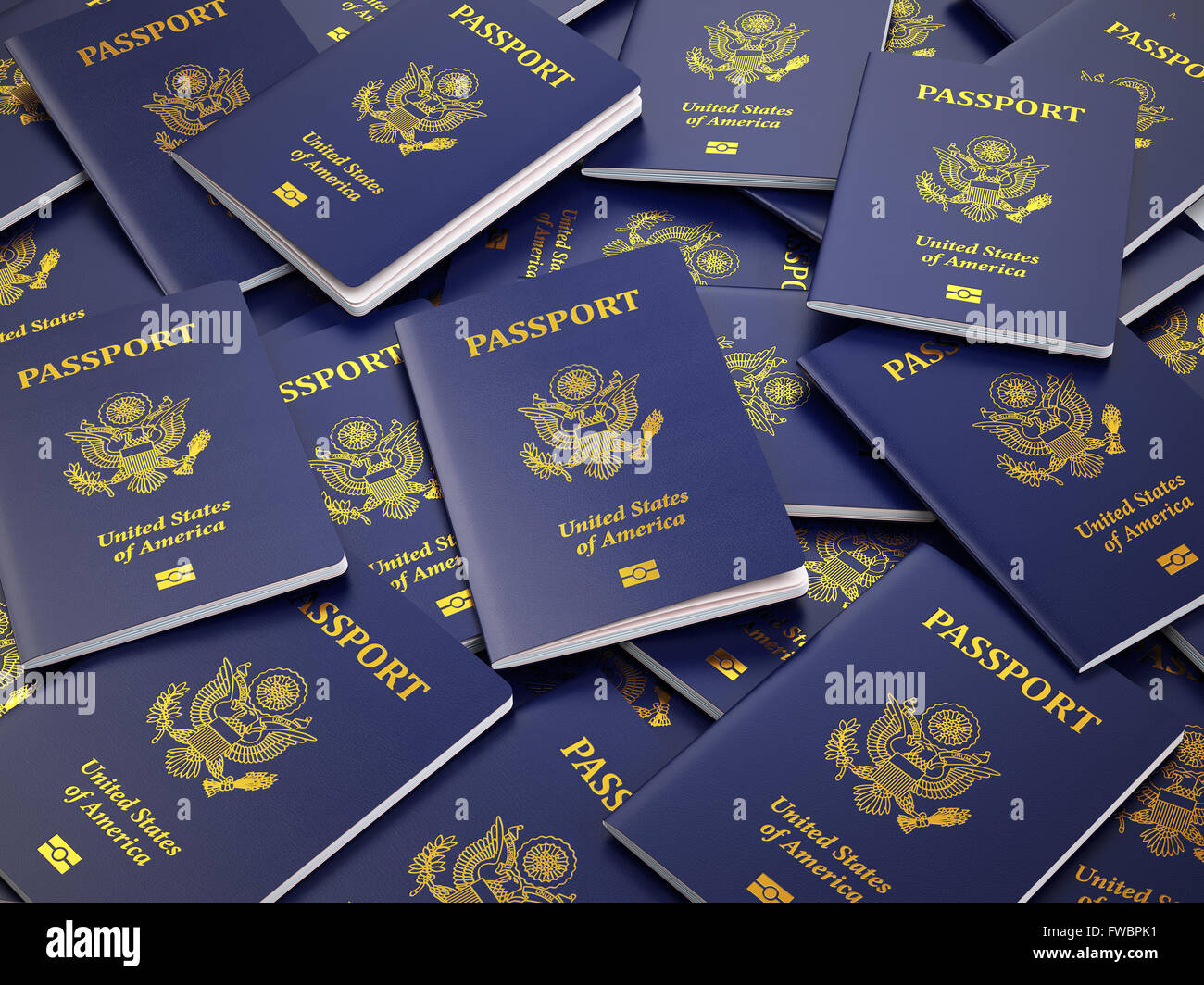 USA Reisepass Hintergrund. Einwanderung oder Reise-Konzept. 3D Stockfoto