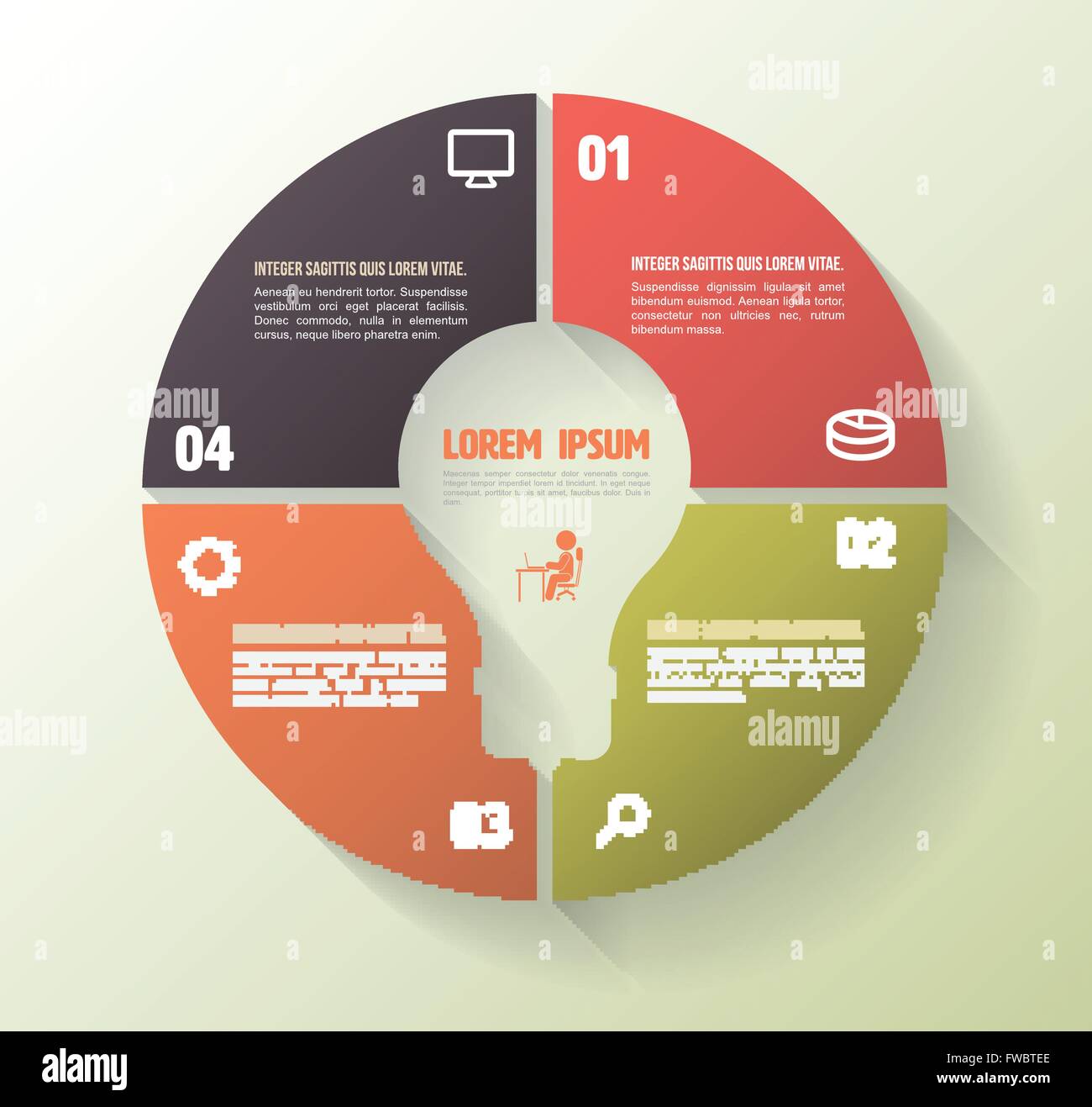 Kreis 4 Schritt Vorlage mit Symbolen. Vektor-Illustration. Können für Geschäftskonzept oder Diagramm verwenden. Präsentation-Infografik-ele Stock Vektor