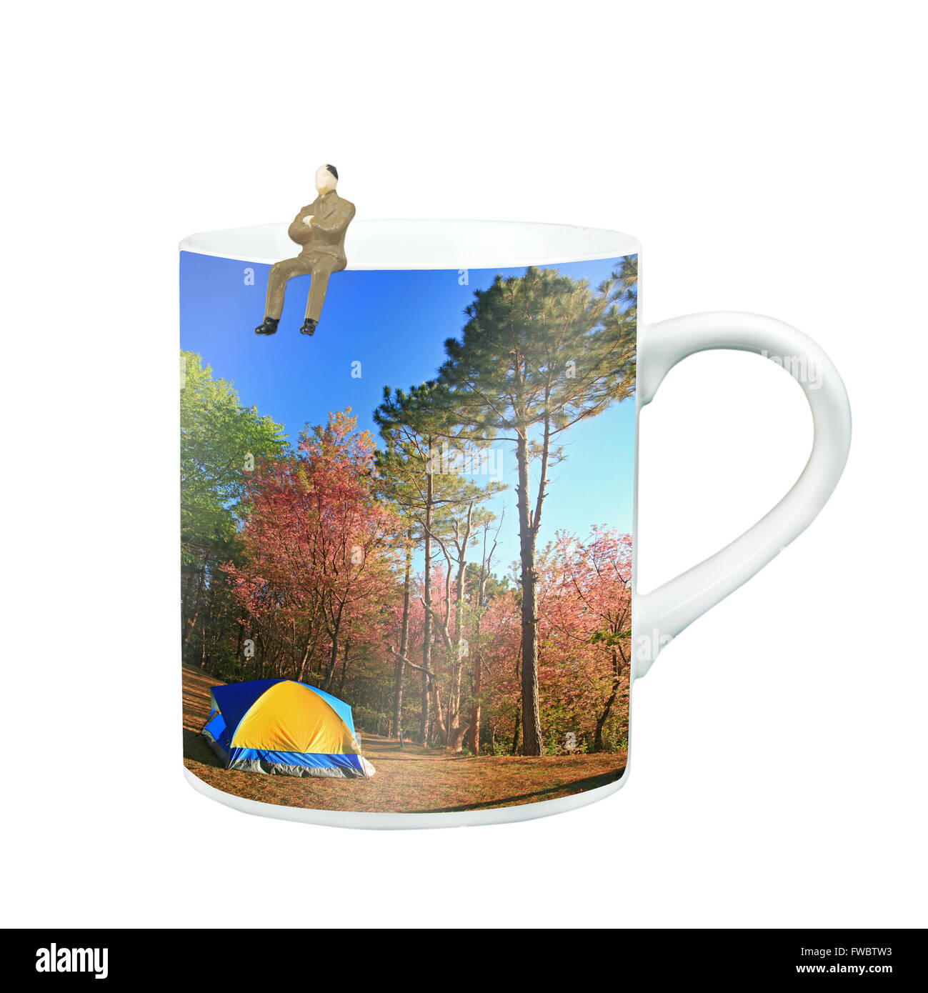 Becher für Tee oder Kaffee mit Fotobildschirm Stockfoto