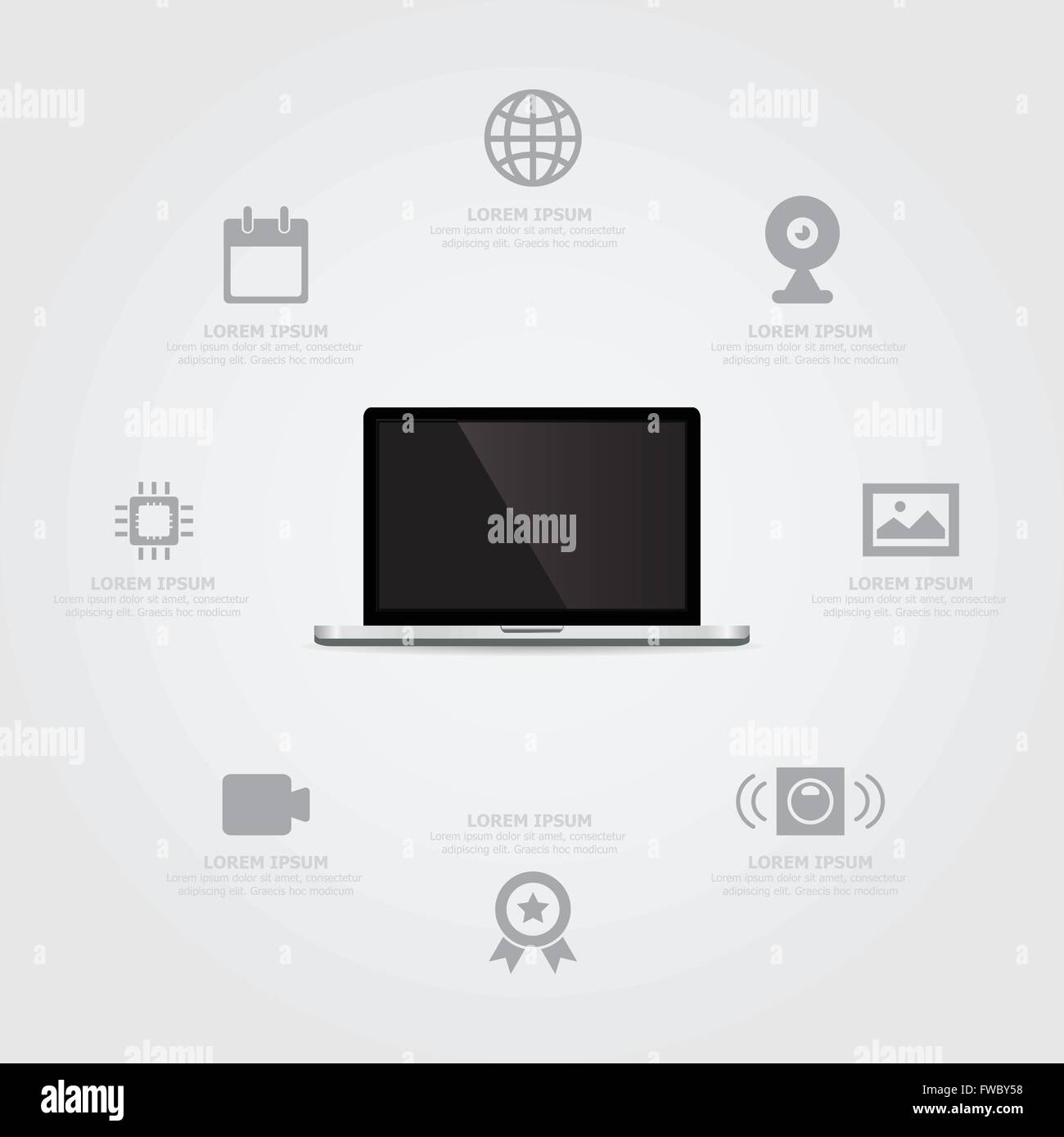 Laptop-Informationen-Hintergrund Stock Vektor