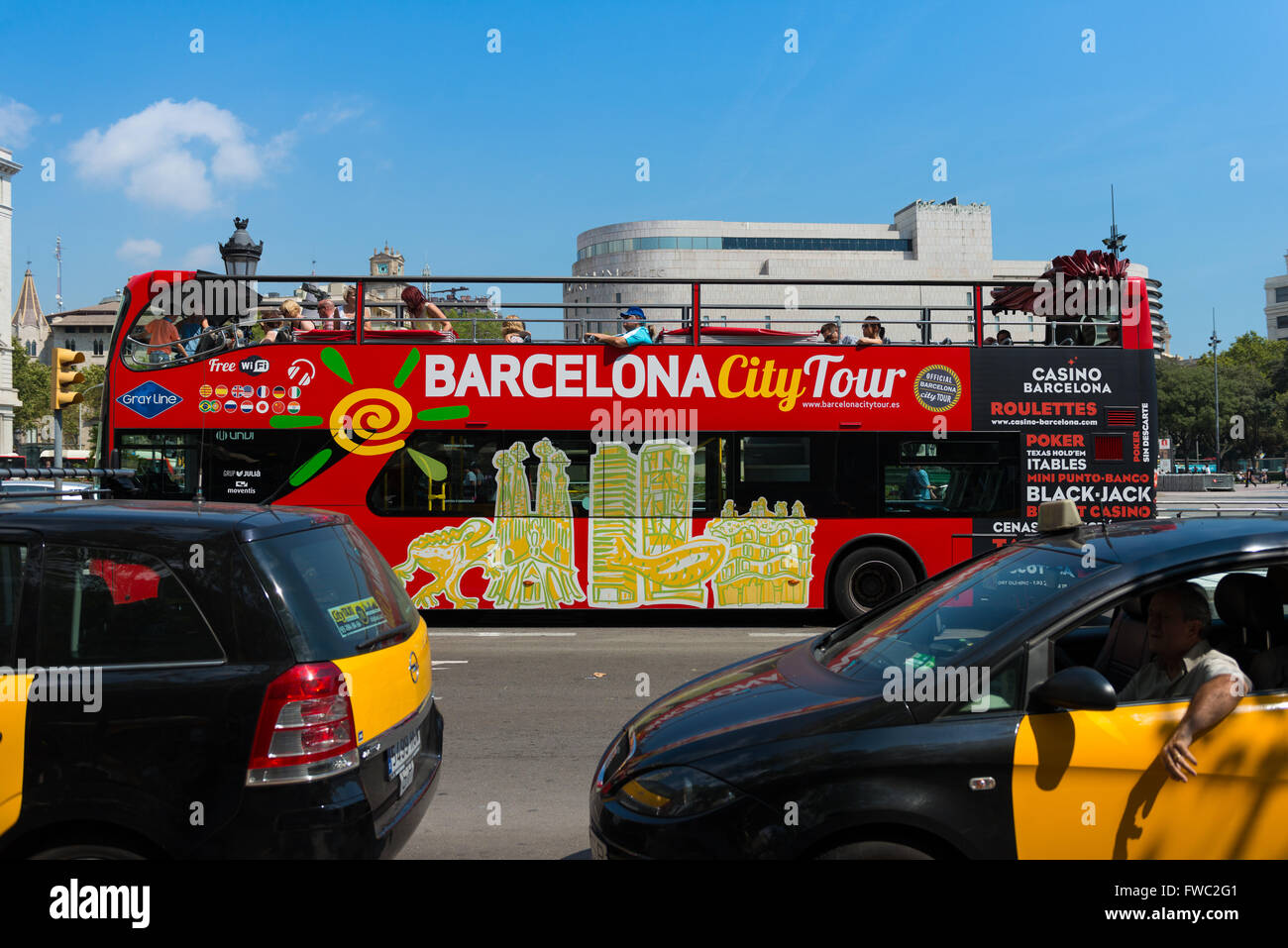 Barcelona City Tour-Bus für Touristen, Spanien Stockfoto