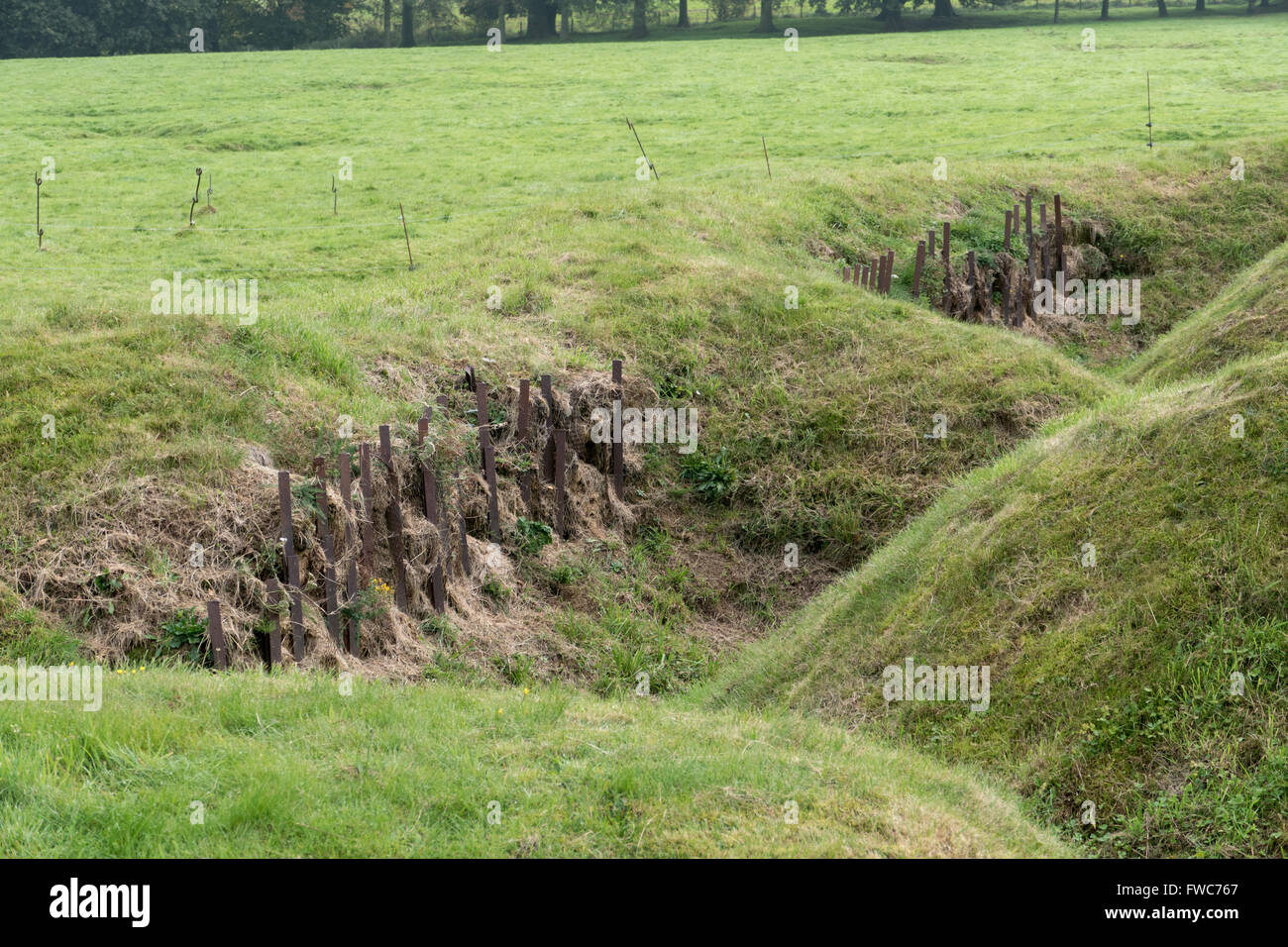 Reste der deutschen Armee Gräben während der Schlacht an der Somme im 1. Weltkrieg verwendet. Stockfoto