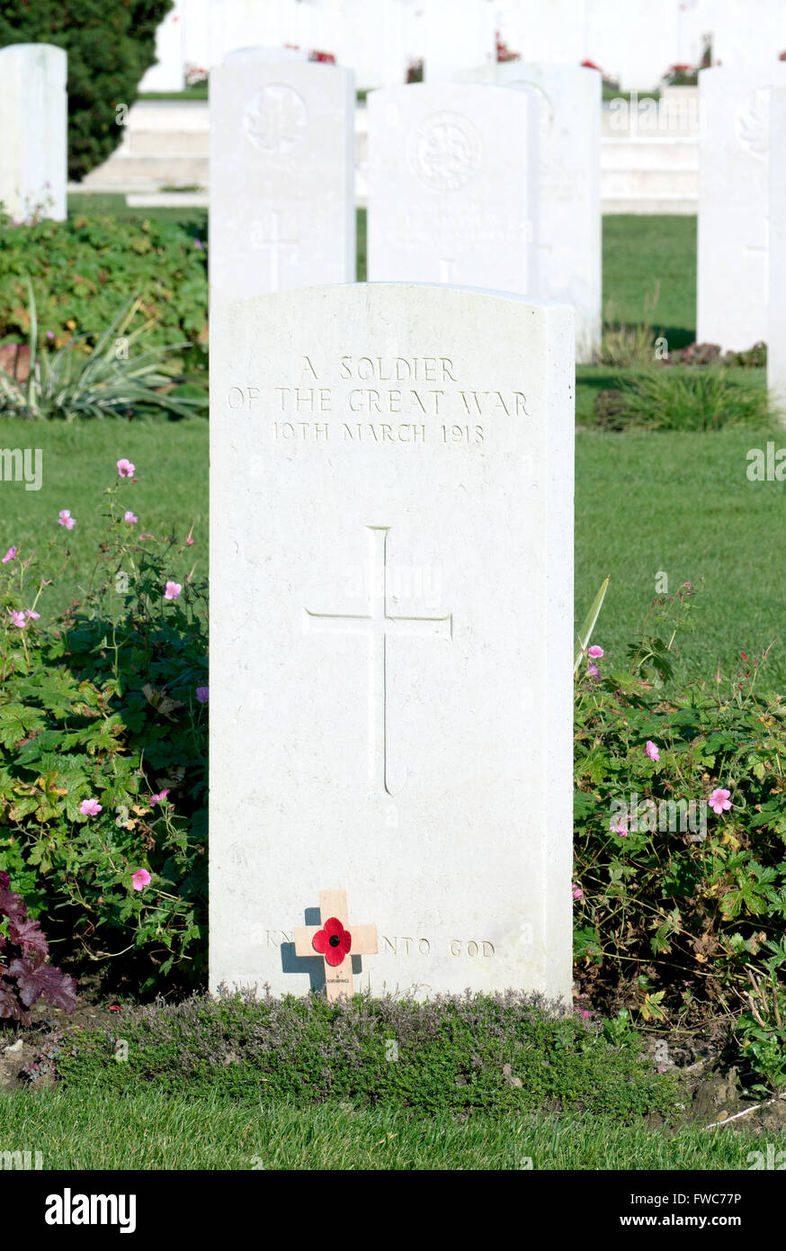 Tyne Cot Commonwealth Kriegsgräber Friedhof und Denkmal für die fehlt, in der Nähe von Passendale, Westflandern, Belgien. Stockfoto