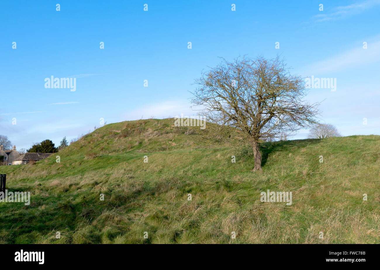 Fotheringhay Castle (auch Fotheringay Castle) ist im Dorf von Fotheringhay, England. Stockfoto