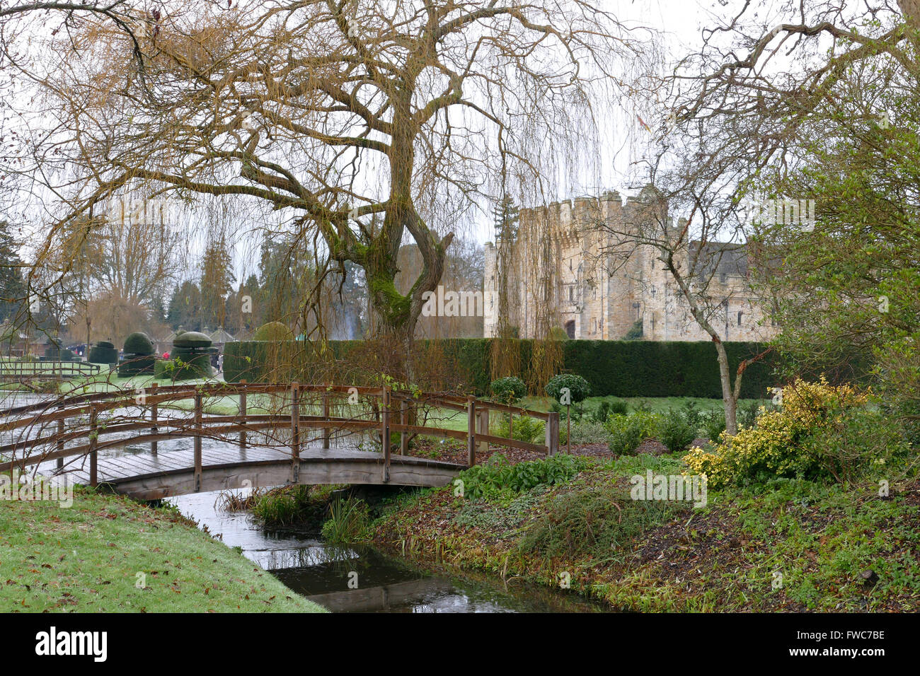 Sonnenuntergang am Hever Castle, Kent, Großbritannien - Familie Haus von Anne Boleyn, Königin von England von 1533 bis 1536. Stockfoto