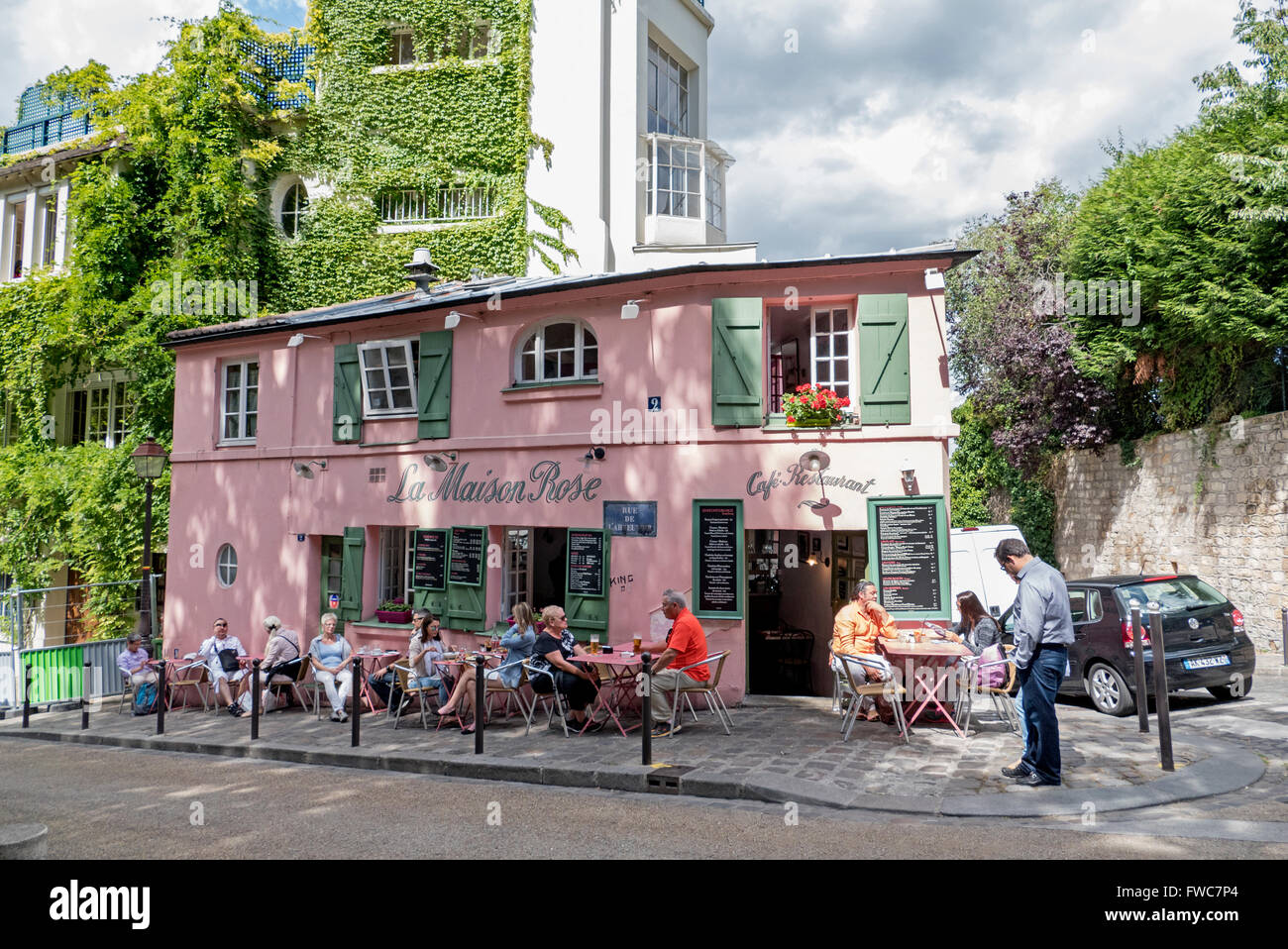 La Maison Rose, Montmartre, Paris, Frankreich. Stockfoto
