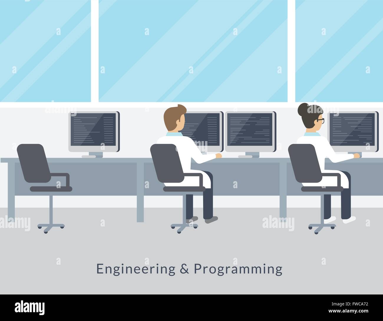 Engineering und Programmierung Arbeitsprozess Stock Vektor