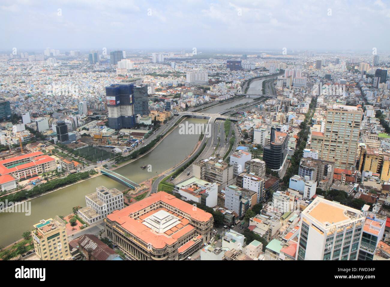 Luftaufnahme der Stadt von Bitexco Financial Tower, Saigon, Vietnam, Asien Stockfoto
