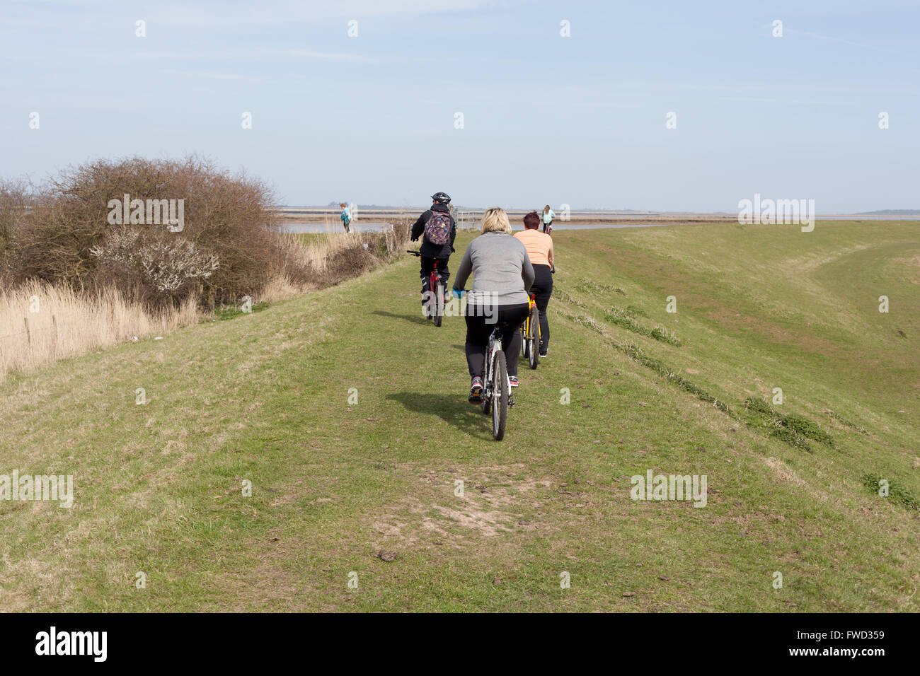 Freizeitbeschäftigung auf einem Küstenpfad Radfahren. Stockfoto