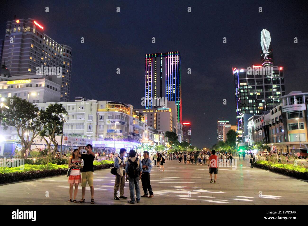 Stadtbild bei Nacht, Saigon, Vietnam, Asien Stockfoto