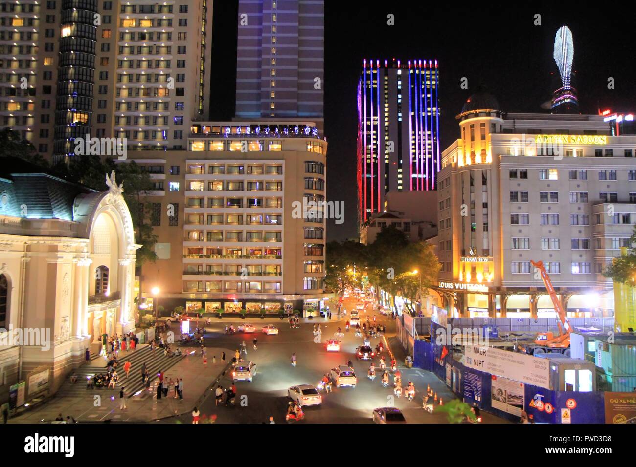 Die Innenstadt von Saigon bei Dämmerung, Vietnam, Asien Stockfoto