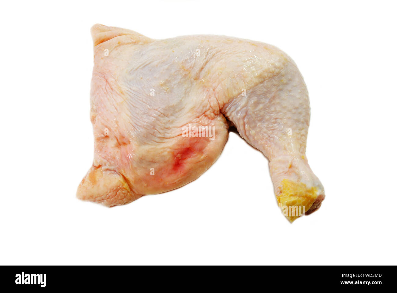 Rohem Hühnerfleisch Hinterviertel, Isolated on White Stockfoto