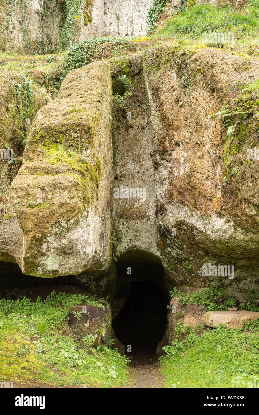 Die Sopraripa Nekropolis, etruskischen Nekropole von Sovana, UNESCO-Weltkulturerbe, Sovana, Grosseto, Toskana, Italien, EU, Europ Stockfoto