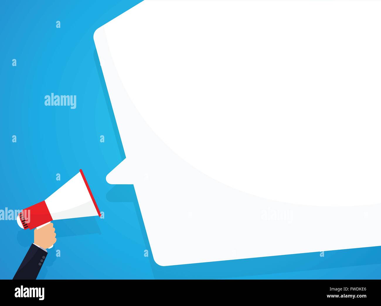 Sprechblasen von Megaphon, Abbildung angekündigt. Stock Vektor