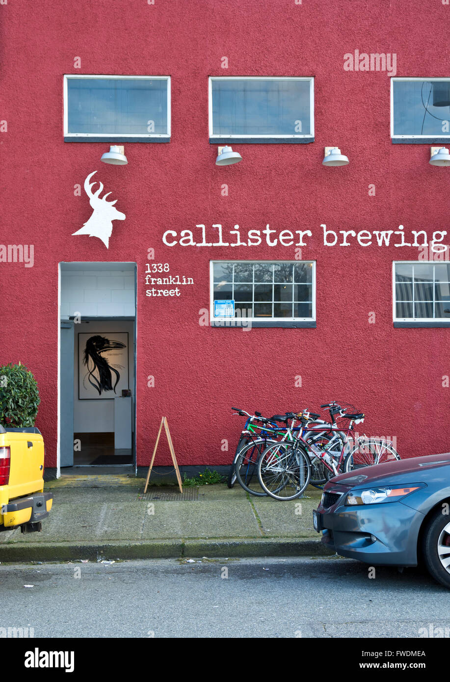 Callister Brewing Company aufbauend auf Franklin Street in East Vancouver, BC, Kanada. Lokales Kunsthandwerk Brauerei. Stockfoto