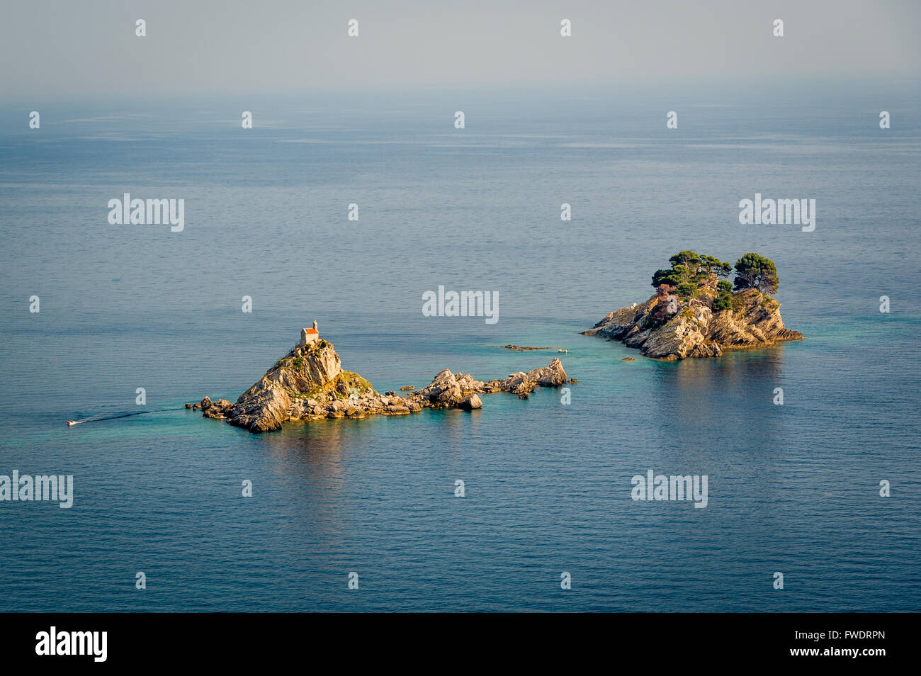 Katic und Karwoche Inseln in Montenegro Stockfoto