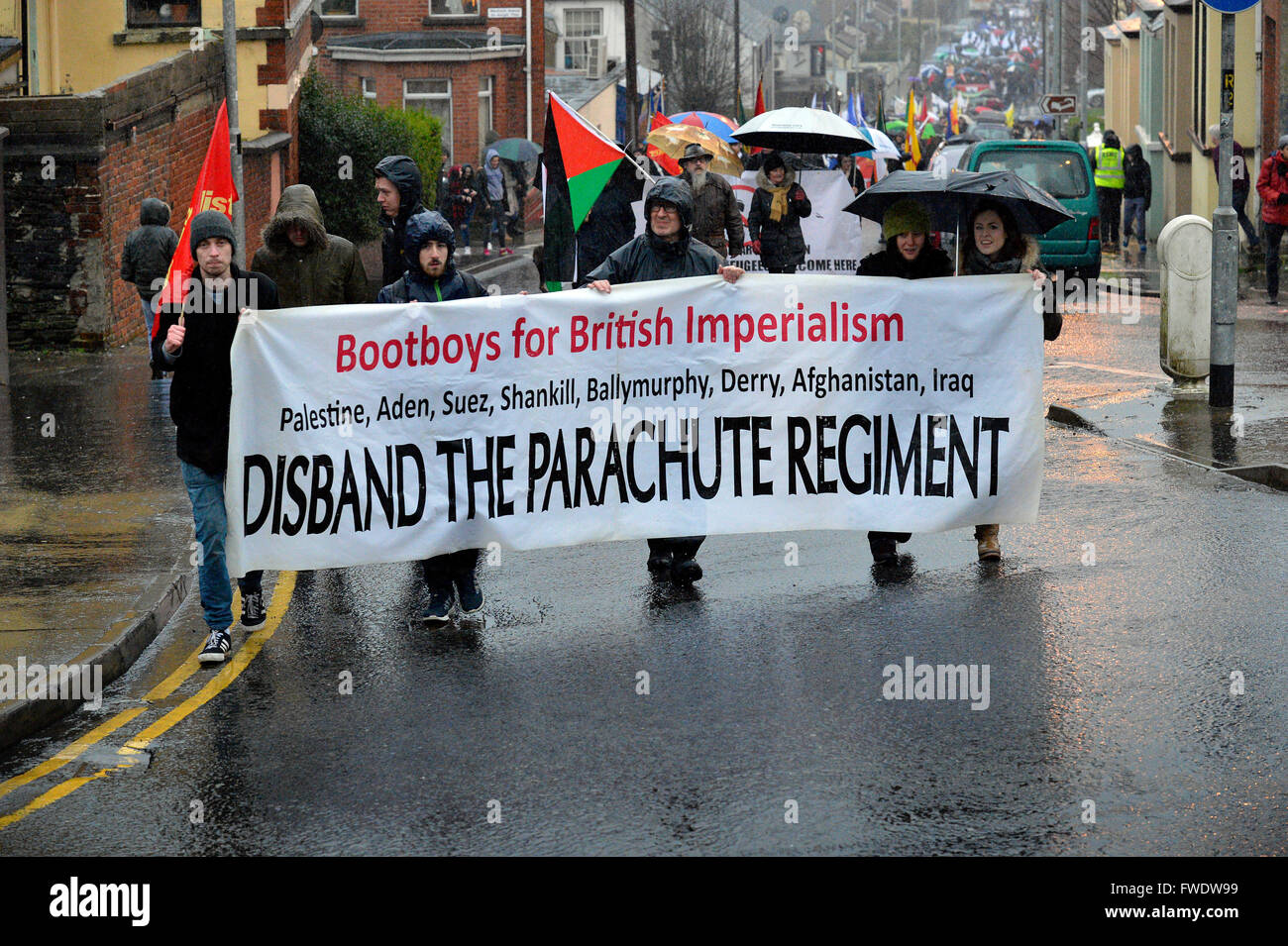 März in Londonderry Nordirland zum 44. Jahrestag der Bloody Sunday. Stockfoto