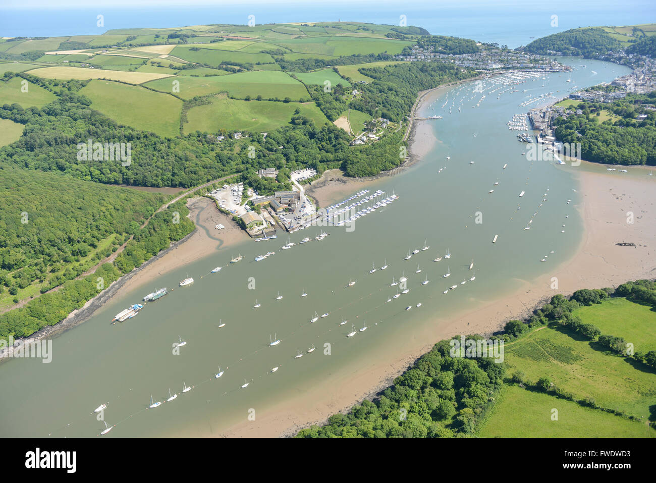 Antenne einen herrlichen Blick auf den Fluss Dart und Dartmouth Stockfoto