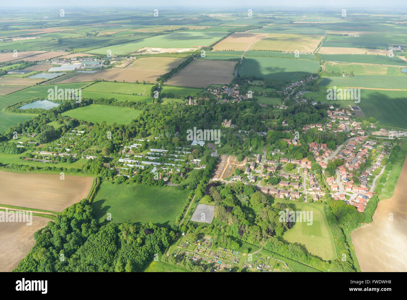 Eine Luftaufnahme des Lincolnshire Dorf von Nocton Stockfoto