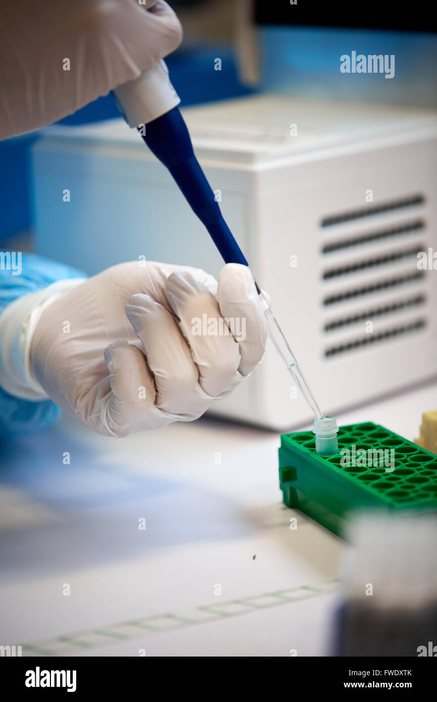 Verzicht auf Pipette Flüssigkeiten Proben Labor Labor Labor testen Tests Patienten Analyse analysiert Serum bloods Stockfoto