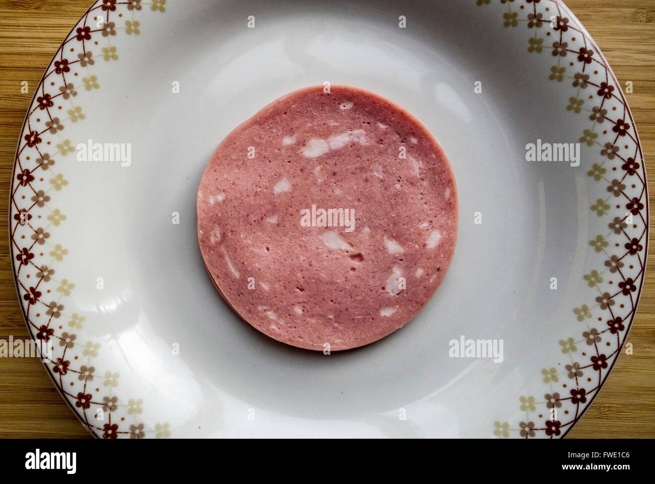 Breakfast plate with mortadella Fotos und Bildmaterial in hoher