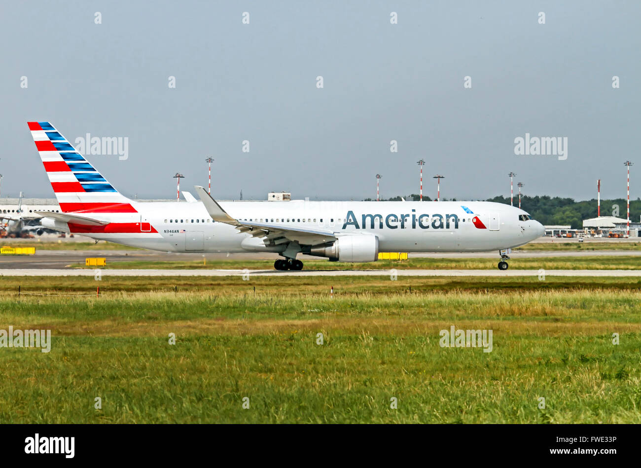 American Airlines Boeing 767-323ER. Fotografiert am Flughafen Linate, Mailand, Italien Stockfoto