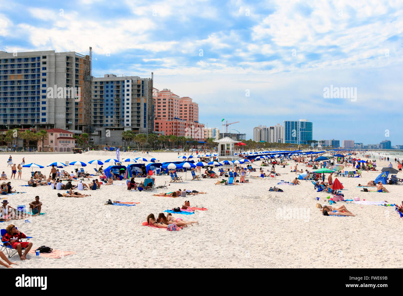 Clearwater Beach mit Hotels, Florida, Amerika Stockfoto
