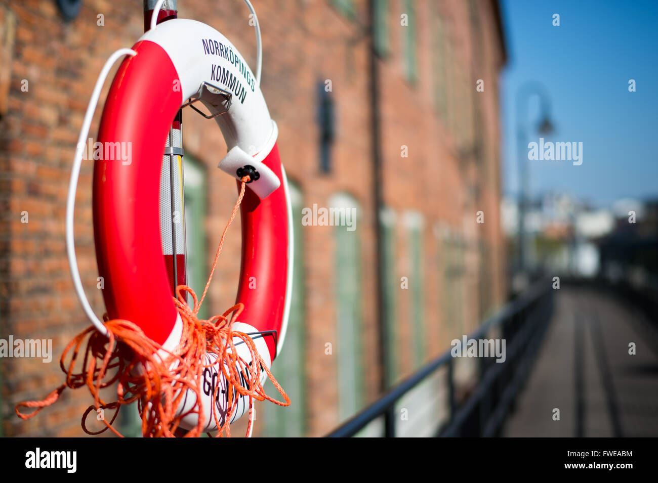 Die alte Industrielandschaft von Norrköping. Norrköping ist eine historische Industriestadt in Schweden. Stockfoto