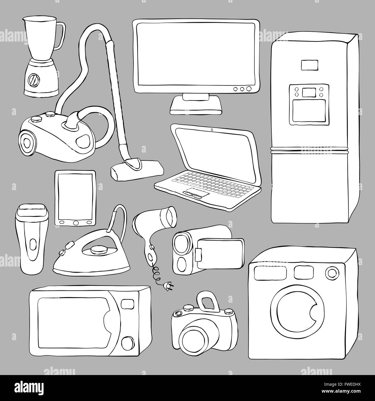 Startseite Haushaltsgeräte und Elektronik Symbole - Vektor-illustration Stock Vektor