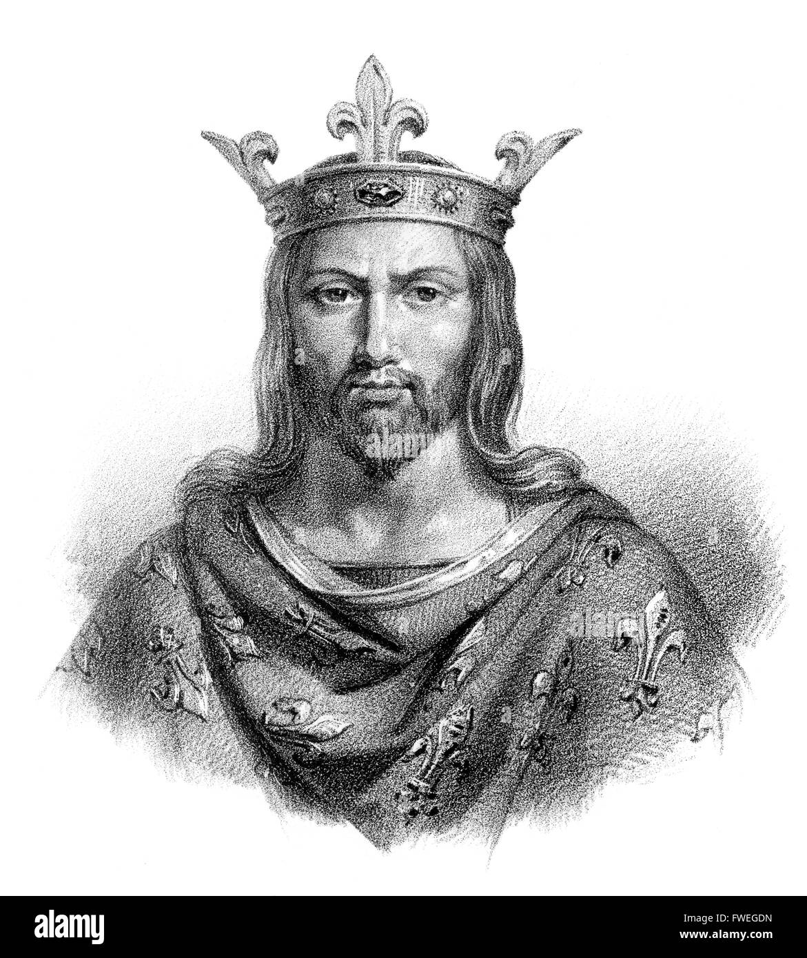 Louis VII., genannt der jüngere oder jung, Ludwig VII., Louis le Jeune, 1120-1180, Kapetinger König der Franken Stockfoto