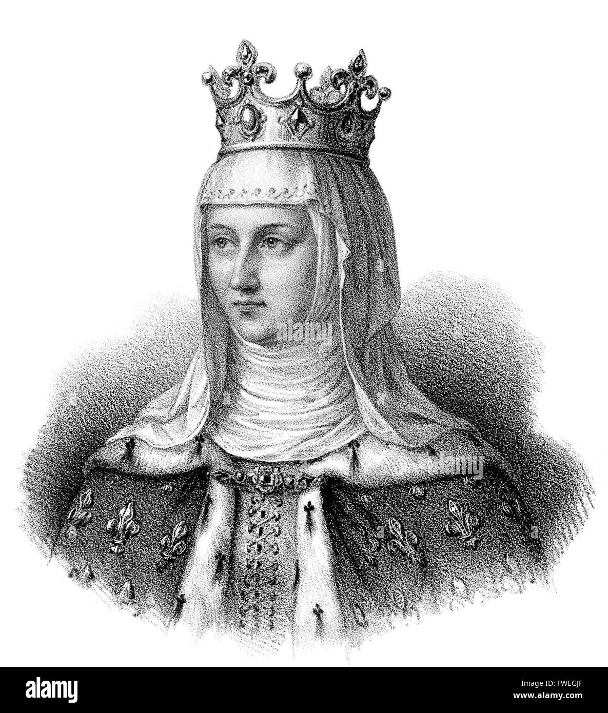 Margaret von Provence, Marguerite de Provence, Margarete von der Provence 1221-1295, Königin von Frankreich als die Frau von König Louis ich Stockfoto