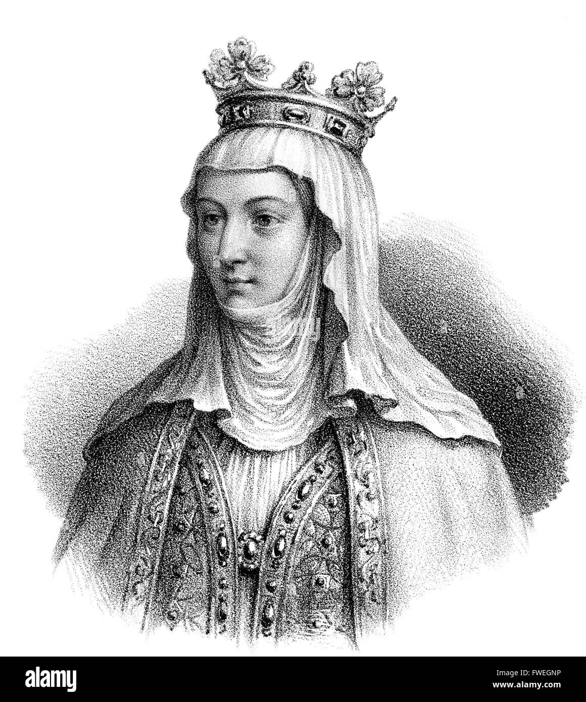 Klementia von Ungarn, 1293-1328, Clémence de Hongrie, Klementine von Ungarn, Königin von Frankreich und Navarra als die zweite Ehefrau des K Stockfoto