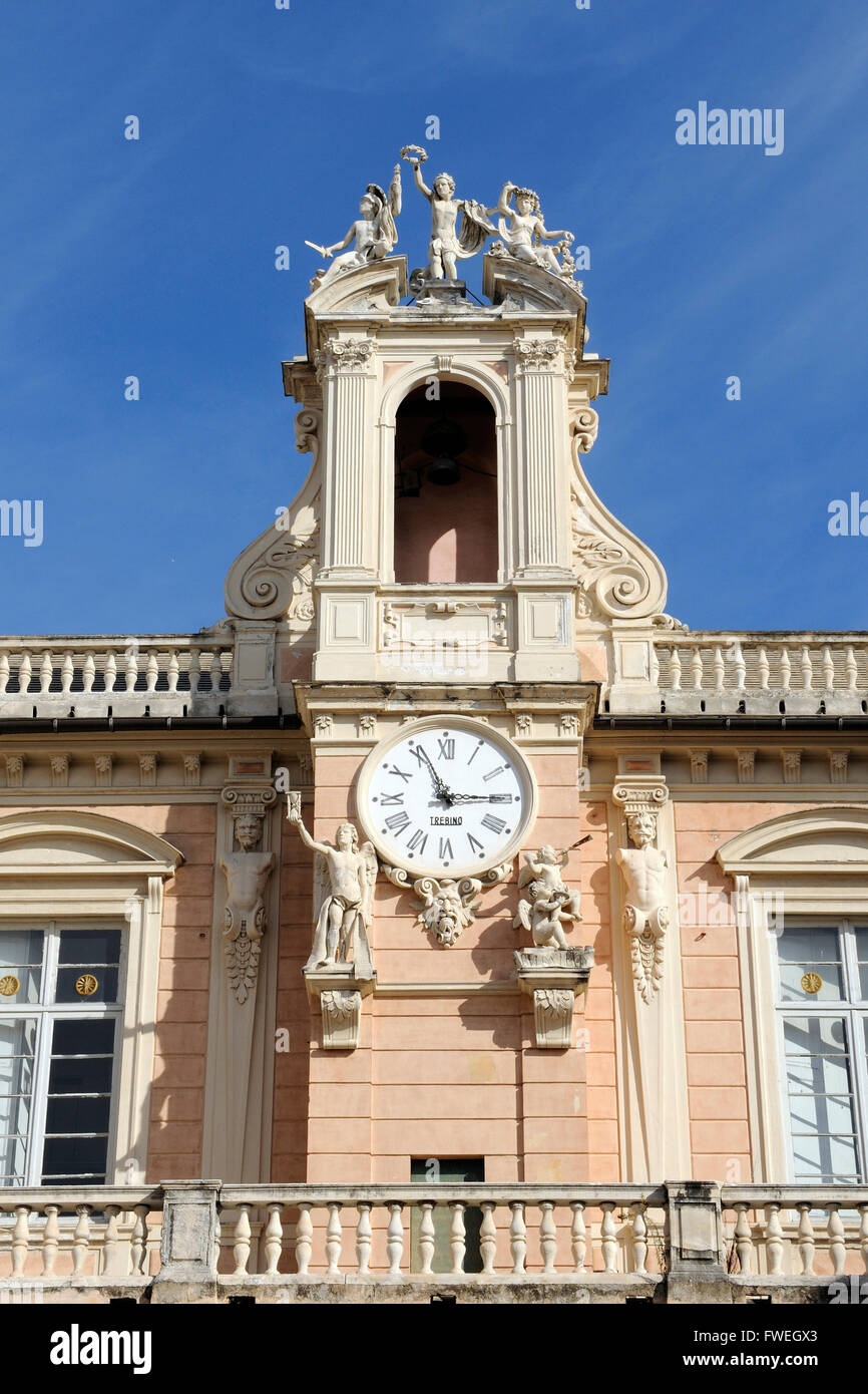 die Fassade des Palazzo Nicolò Grimaldi Palace, via Garibaldi 9, Weltkulturerbe der UNESCO, Strade Nuove, Rolli Paläste, Genua Stockfoto