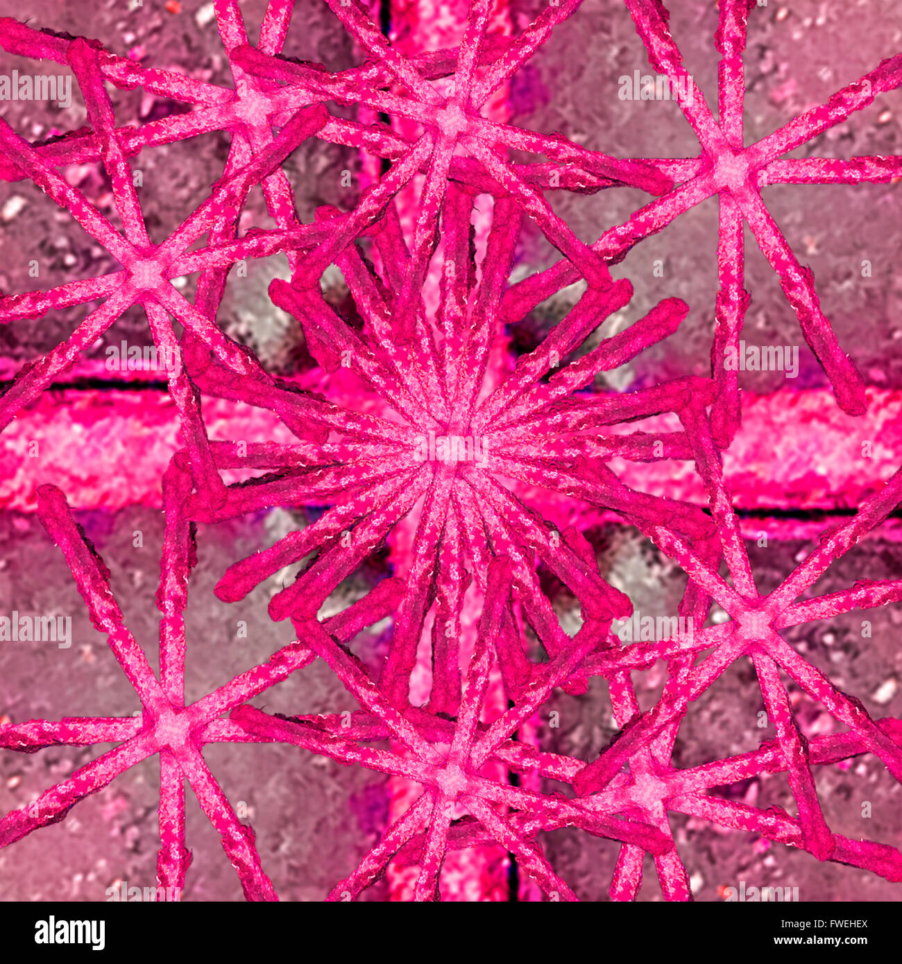 Digitale Technik moderne abstrakte geometrische Collage Backrgound in lebendige und gesättigten rosa und blaugrünen Tönen. Stockfoto